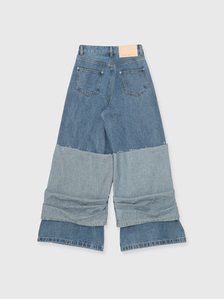 HEM LAYERED DENIM PANTS