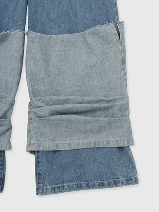 HEM LAYERED DENIM PANTS