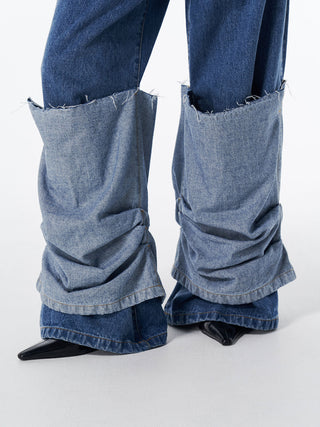 HEM LAYERED DENIM PANTS