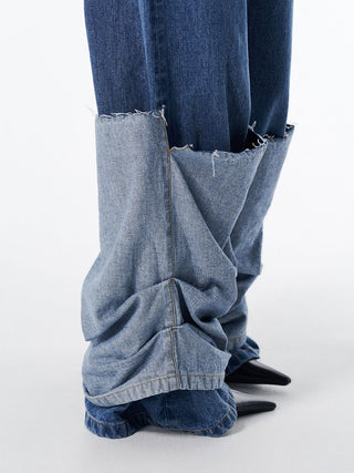 HEM LAYERED DENIM PANTS