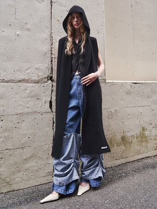 HEM LAYERED DENIM PANTS