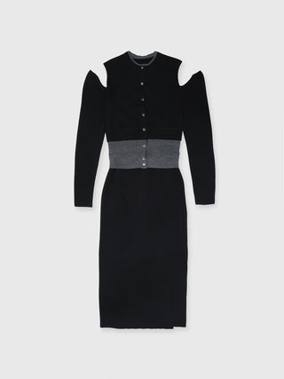 CUTTING LAYERED KNIT DRESS