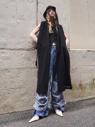 HEM LAYERED DENIM PANTS