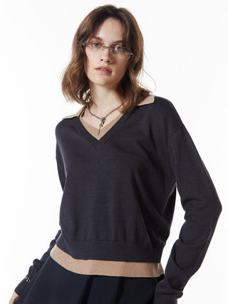 MOON LAYERED VNECK KNIT