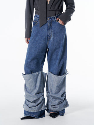 HEM LAYERED DENIM PANTS