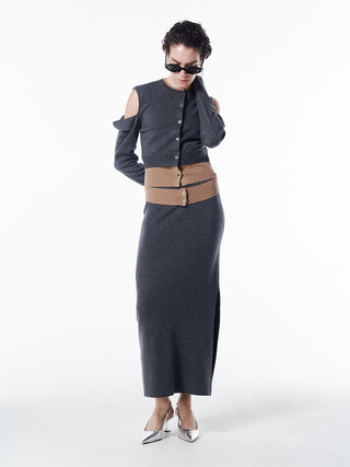 CUTTING LAYERED KNIT DRESS