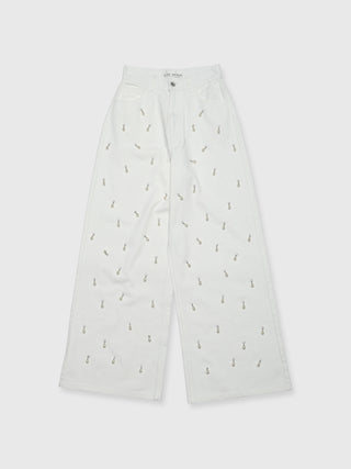 WIDE DENIM PANTS with PEARL