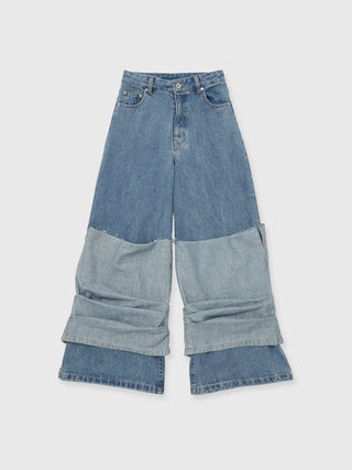 HEM LAYERED DENIM PANTS