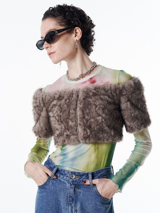 FUR OFFSHOULDER TOPS