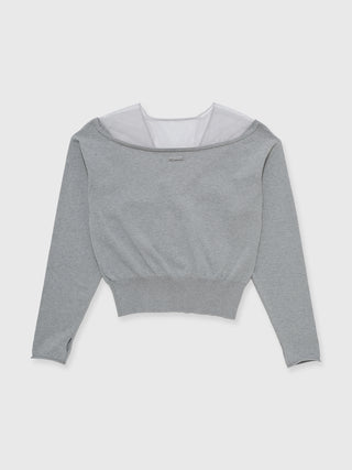 TULLE SEAM KNIT CARDIGAN