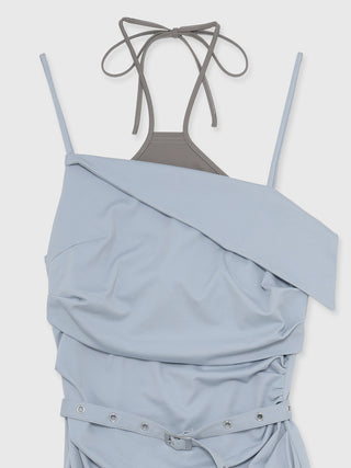 BICOLOR DRAPE DRESS