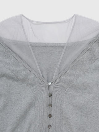 TULLE SEAM KNIT CARDIGAN