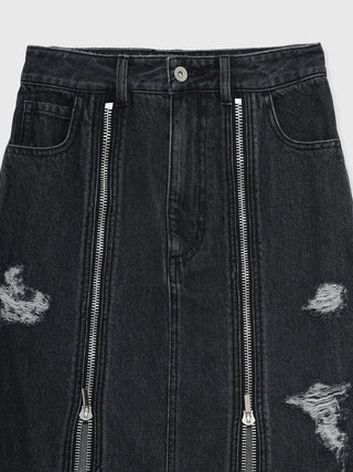 ZIP DENIM SKIRT