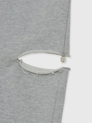 SLIT SWEAT PANTS with PEARL