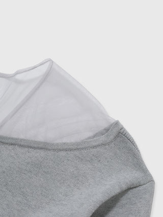 TULLE SEAM KNIT CARDIGAN