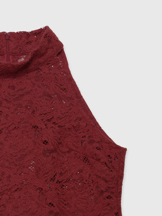 LIQUIED LACE HIGH NECK