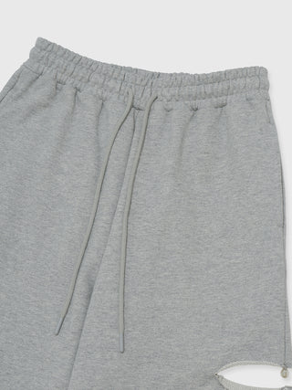 SLIT SWEAT PANTS with PEARL