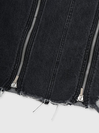 ZIP DENIM SKIRT