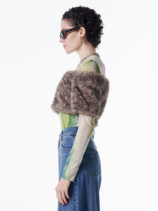 FUR OFFSHOULDER TOPS
