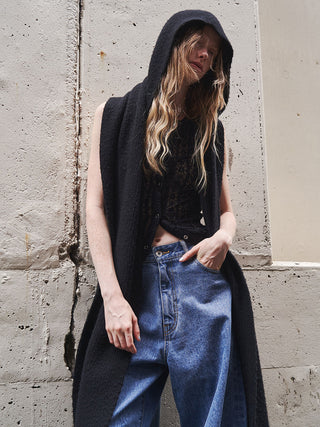 WOOL CASHMERE HOODIE MUFFLER