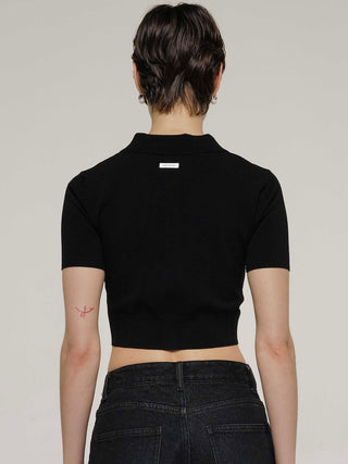 CROP POLO KNIT CARDIGAN
