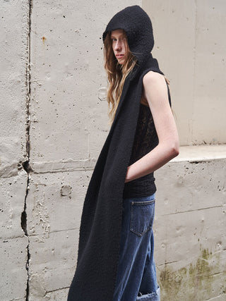 WOOL CASHMERE HOODIE MUFFLER