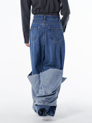 HEM LAYERED DENIM PANTS