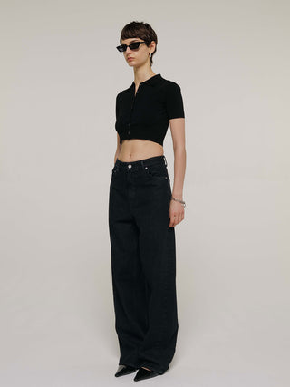 CROP POLO KNIT CARDIGAN