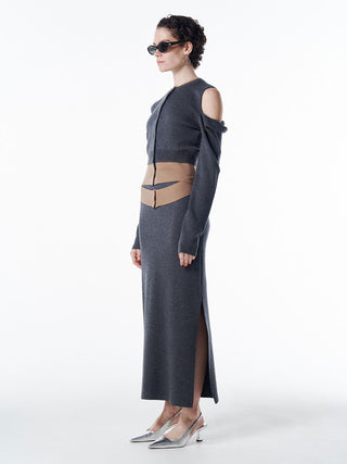 CUTTING LAYERED KNIT DRESS