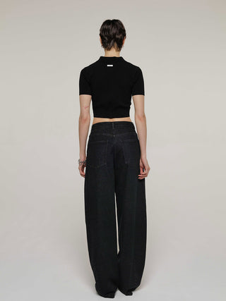 CROP POLO KNIT CARDIGAN