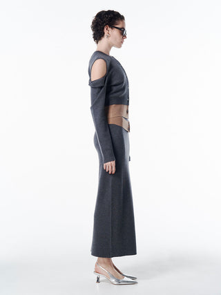 CUTTING LAYERED KNIT DRESS