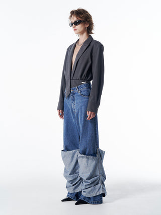 HEM LAYERED DENIM PANTS