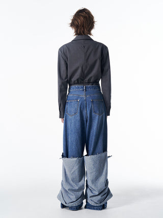 HEM LAYERED DENIM PANTS