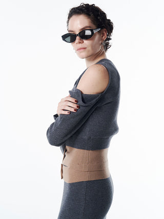 CUTTING LAYERED KNIT DRESS