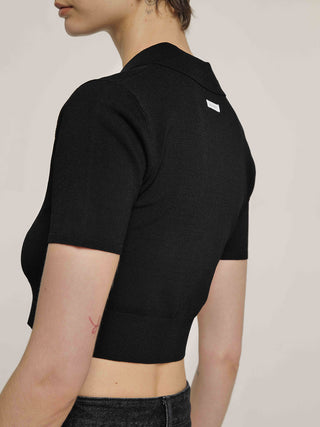 CROP POLO KNIT CARDIGAN