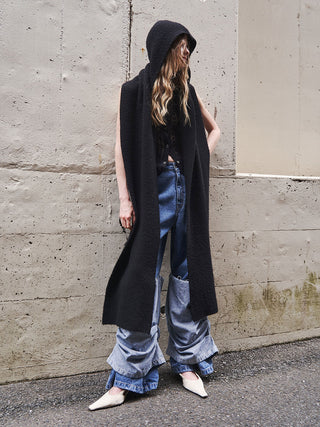 WOOL CASHMERE HOODIE MUFFLER