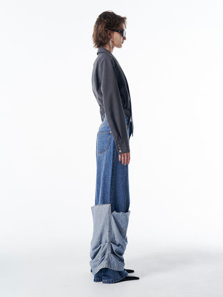 HEM LAYERED DENIM PANTS