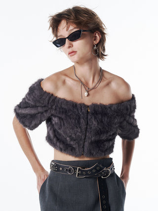 FUR OFFSHOULDER TOPS