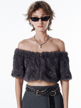 FUR OFFSHOULDER TOPS