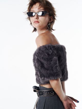 FUR OFFSHOULDER TOPS
