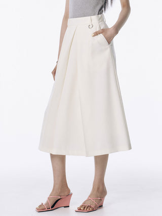 TWILL WOOL MIDI SKIRT