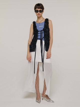 SHEER COMBI SLIT SKIRT