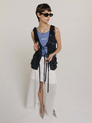 SHEER COMBI SLIT SKIRT