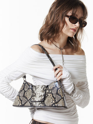 【JUSTINE CLENQUET】MARLA BEIGE PYTHON BAG
