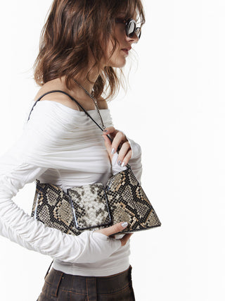 【JUSTINE CLENQUET】MARLA BEIGE PYTHON BAG