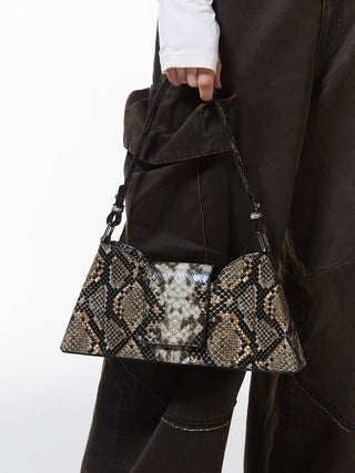 【JUSTINE CLENQUET】MARLA BEIGE PYTHON BAG