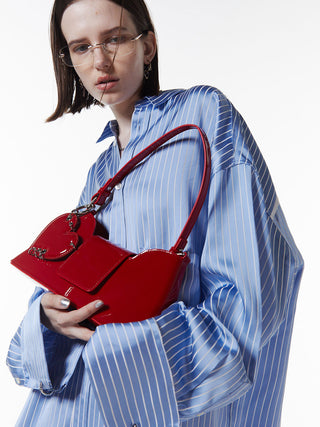 【JUSTINE CLENQUET】MARLA RED LIPSTICK BAG RED (WITH HEART KEYCHAIN)