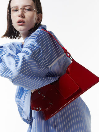 【JUSTINE CLENQUET】MARLA RED LIPSTICK BAG RED (WITH HEART KEYCHAIN)