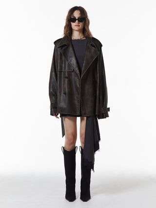 FAUX LEATHER TRENCH JACKET