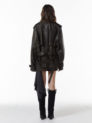 FAUX LEATHER TRENCH JACKET